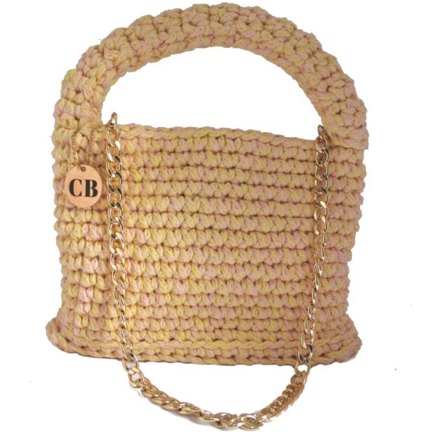 Yellow crocheted handbag
